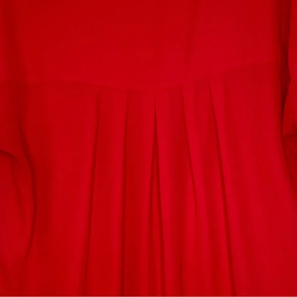 Pleione red capped short sleeve flowy blouse - Picture 2 of 7